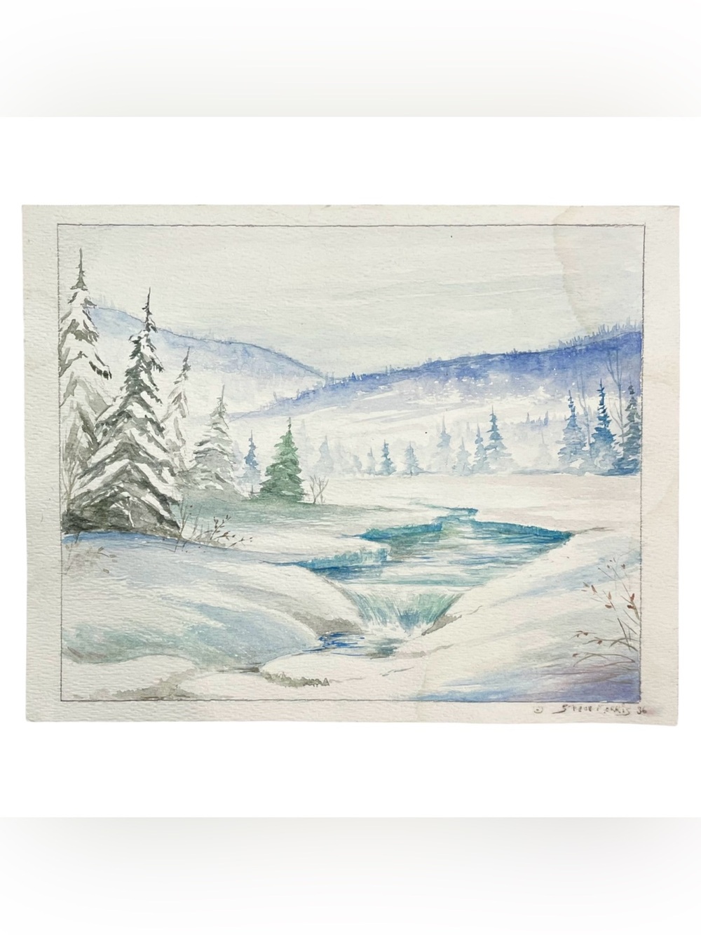 Vintage 1980s Steve Morris Quebec, Canada Orignal Watercolor Painting - 1986